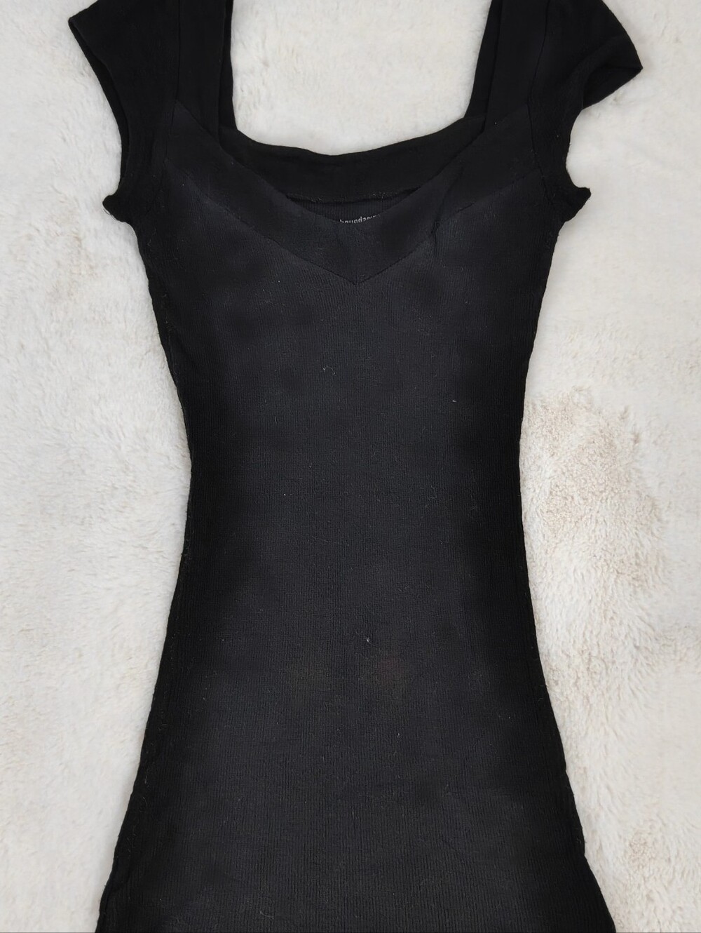 Vintage Y2K No Boundaries Black Cap Sleeve Bodycon Top Size S(3/5)